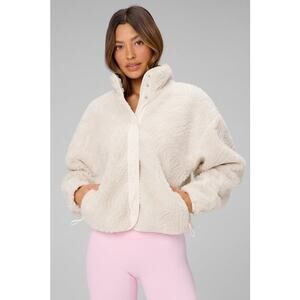 New Fabletics Tahoe Teddy Jacket Bone Woodgrain Women's size M